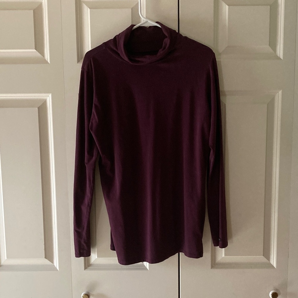 Columbia women’s turtleneck top XL maroon activewear cotton blend comfort layer